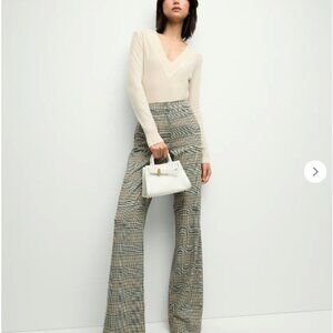 Veronica Beard Tonelli Pant Ecru/Green Multi Size 10 NWT